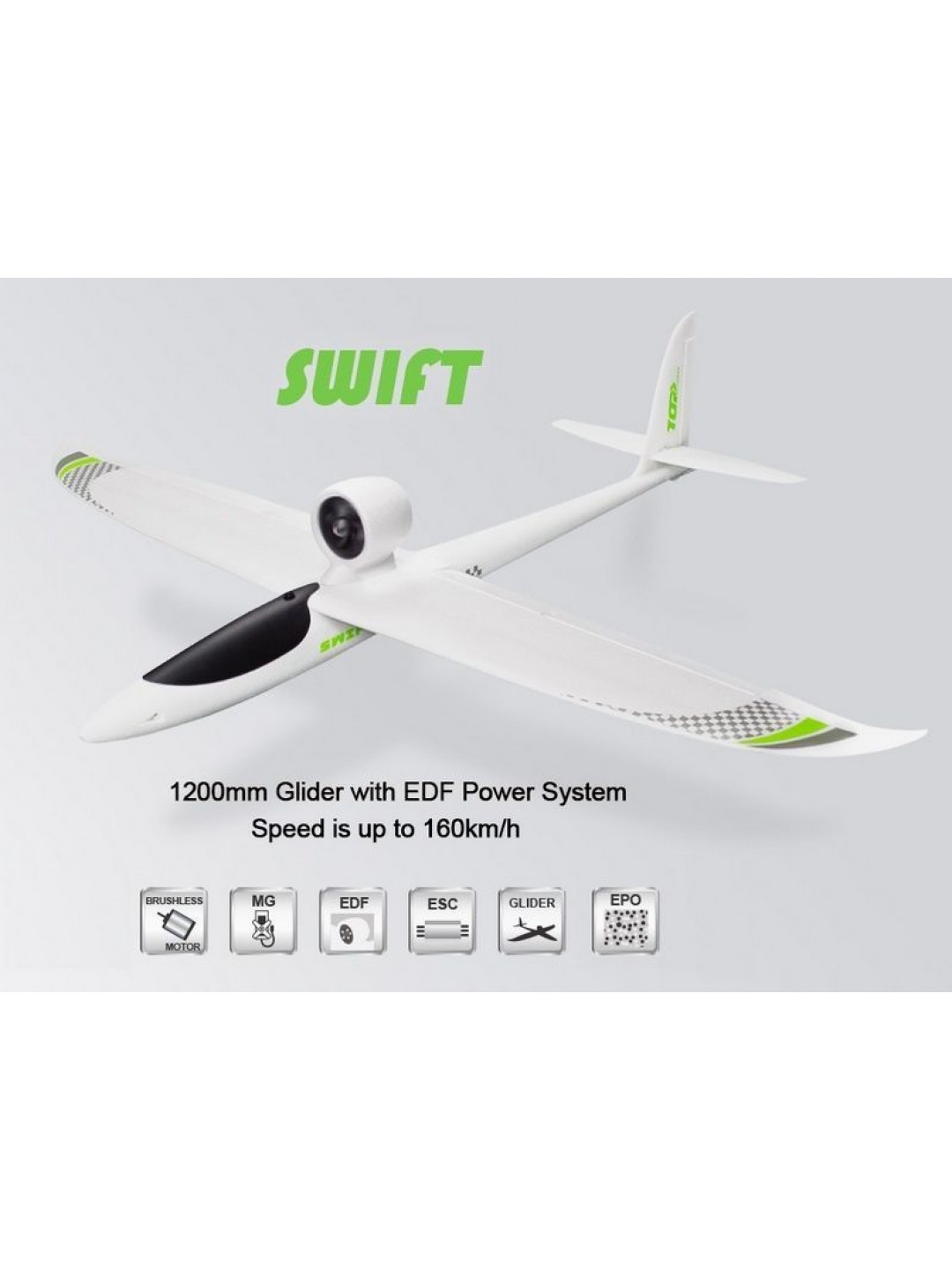 Радиоуправляемый планер Top RC Swift (EDF Power System) 1200мм 2.4G 4-ch LiPo RTF