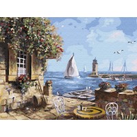 Картина по номерам 40х50 Летнее кафе (28 цветов)