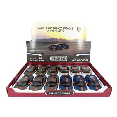 Машина Kinsmart 1:38 Lamborghini Huracan LP610-4 Avio Matte, инерция (1/12шт.) б/к
