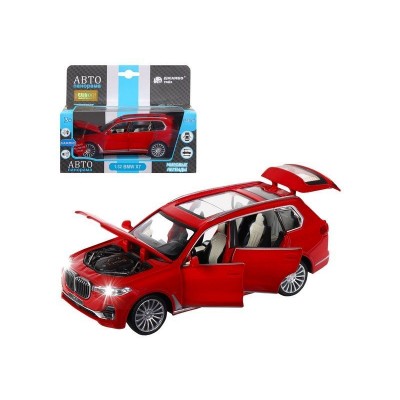 Машина "АВТОПАНОРАМА" BMW X7, красный, 1/32, свет, звук, инерция, в/к 17,5*13,5*9 см