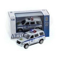 Машина "АВТОПАНОРАМА" инерц. УАЗ Патриот (полиция) 1/50, в/к 12*7*5,5 см