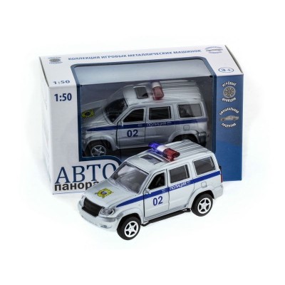 Машина "АВТОПАНОРАМА" инерц. УАЗ Патриот (полиция) 1/50, в/к 12*7*5,5 см