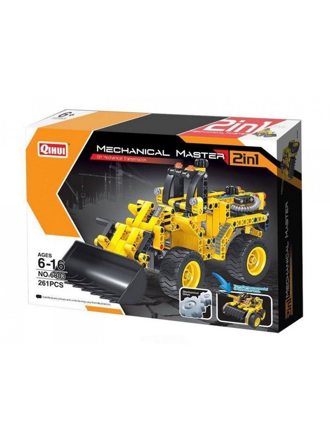 Конструктор Qihui Mechanical Master 2 в 1 Бульдозер и Танк (261 деталь)