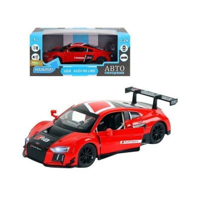 Машина "АВТОПАНОРАМА" Audi R8 LMS, красный, 1/24, свет, звук, в/к 24,5*12,5*10,5 см