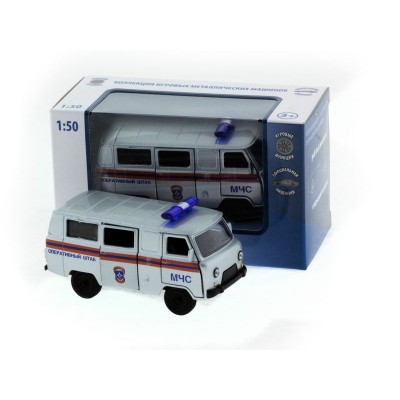 Машина "АВТОПАНОРАМА" инерц. УАЗ-452 (МЧС) 1/50, в/к 12*7*5,5 см
