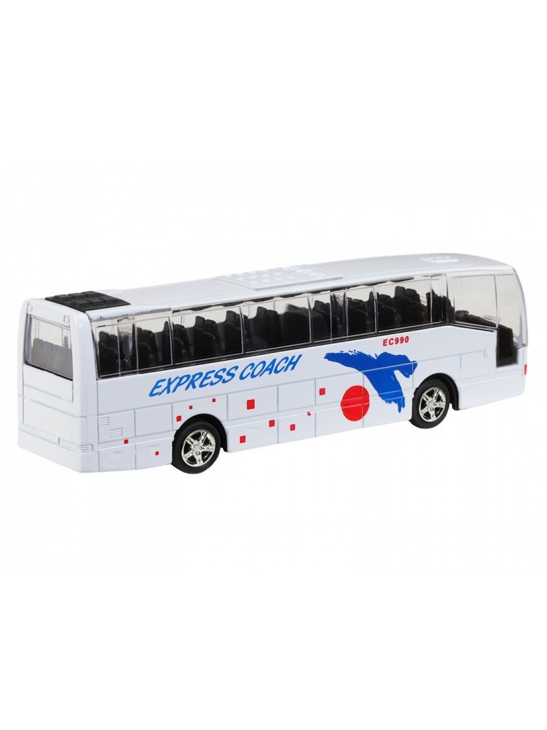 Автобус "Автопанорама", белый, 1/90, свет, звук, инерция, в/к 22*13,5*5,8 см