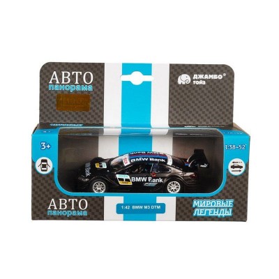 Машина "АВТОПАНОРАМА" BMW M3, DTM, 1/42, черный, инерция, откр. двери, в/к 17,5*12,5*6,5 см