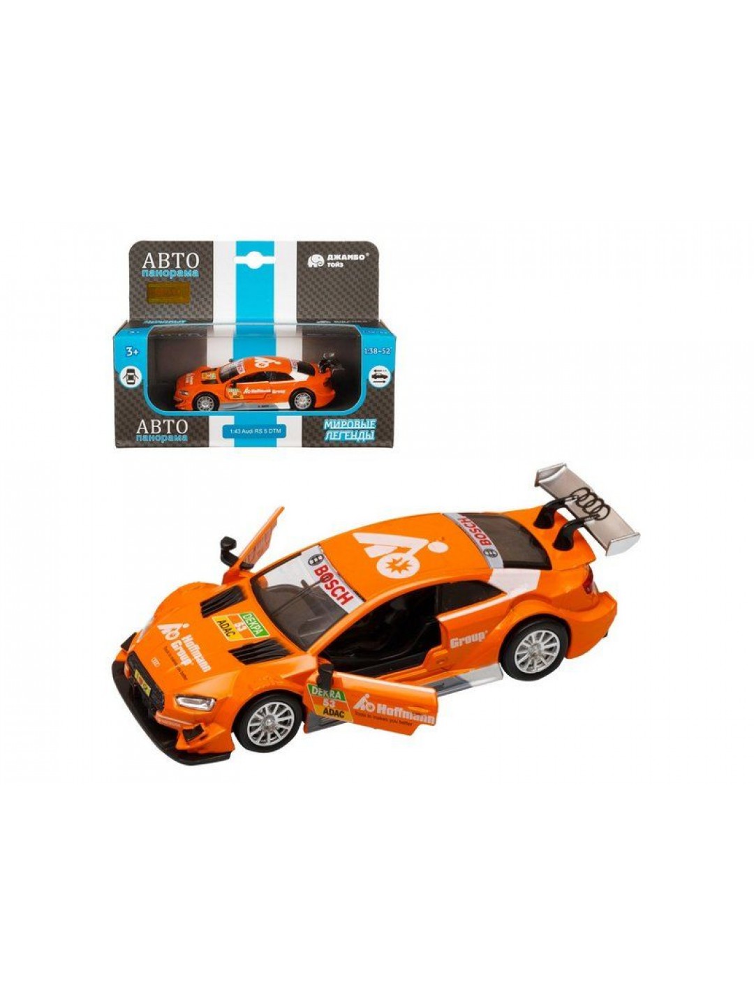 Машина "АВТОПАНОРАМА" Audi RS 5 DTM, оранжевый, 1/43, откр. двери, в/к 17,5*12,5*6,5 см