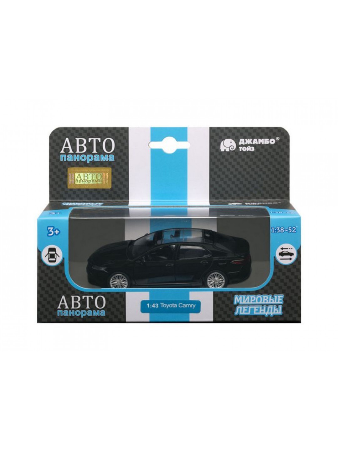 Машина "АВТОПАНОРАМА" Toyota Camry, черный, 1/43, откр. двери, инерция, в/к 17,5*12,5*6,5 см