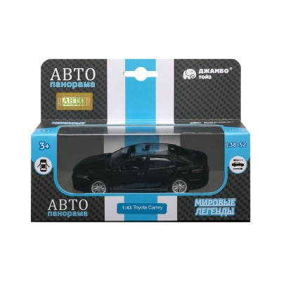 Машина "АВТОПАНОРАМА" Toyota Camry, черный, 1/43, откр. двери, инерция, в/к 17,5*12,5*6,5 см