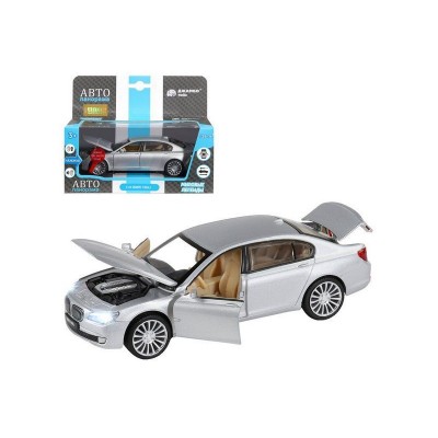 Машина "АВТОПАНОРАМА" BMW 760LI , серебряный, 1/34, свет, звук, инерция, в/к 17,5*13,5*9 см