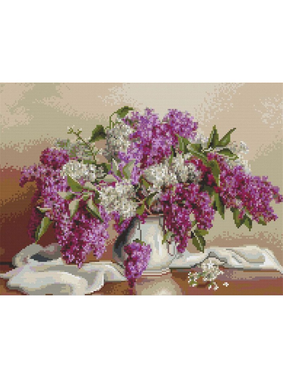 Картина мозаикой 40х50 БУЗИН. СИРЕНЬ (квадр. эл-ты) (30 цветов)