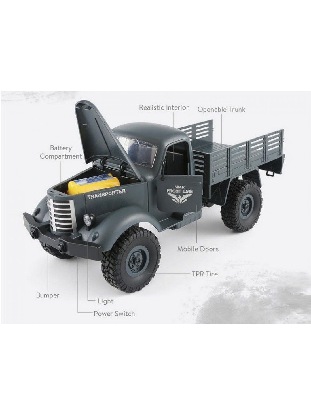 Радиоуправляемая машина JJRC Q60 Transporter (зеленый) 6WD 2.4G 1/16 RTR