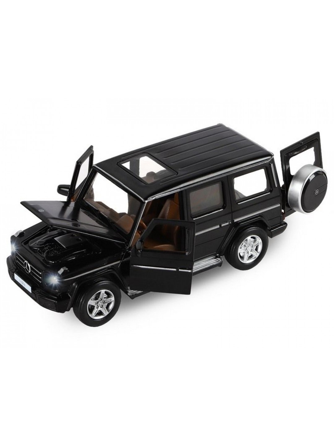 Машина "АВТОПАНОРАМА" Mercedes-Benz G350d, черный, 1/32, свет, звук, инерция, в/к 18*9*13,5 см