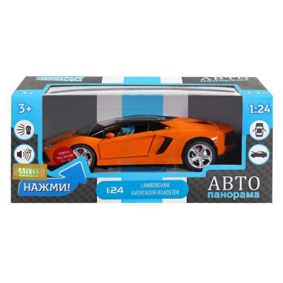 Машина "АВТОПАНОРАМА" Lamborghini Aventador Roadster, оранжевый, 1/24, в/к 24,5*12,5*10,5 см