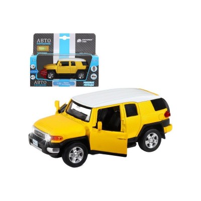 Машина "АВТОПАНОРАМА" Toyota FJ Cruiser,желтый, 1/32, свет, звук, инерция, в/к 17,5*13,5*9 см