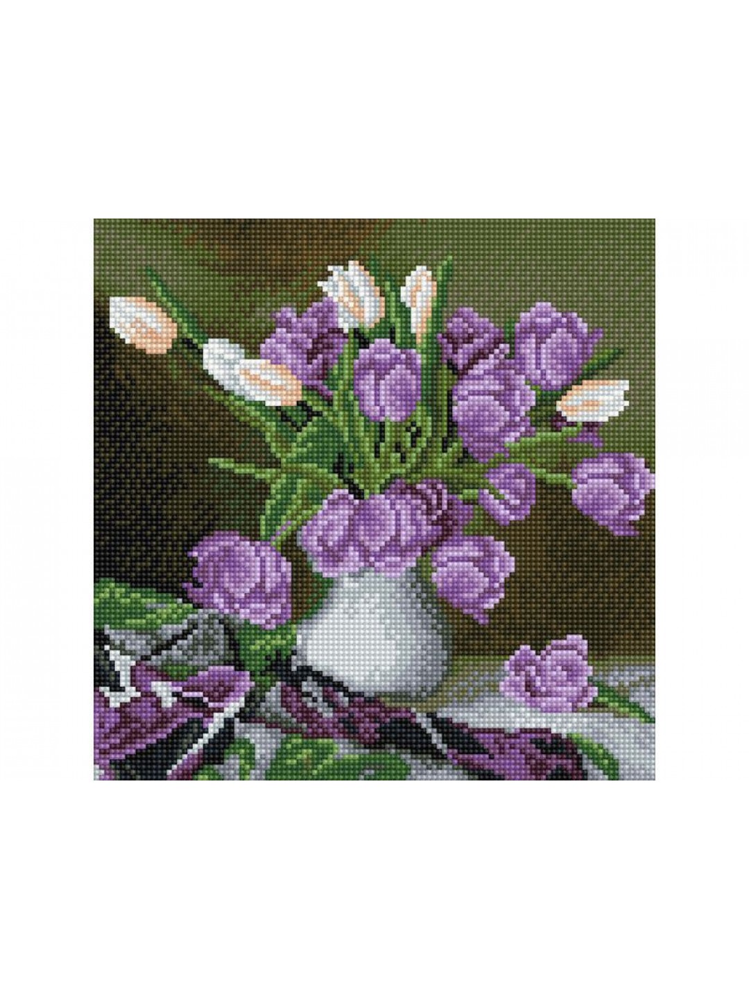Картины мозаикой 30х30 БУКЕТ С ТЮЛЬПАНАМИ (28 цветов)