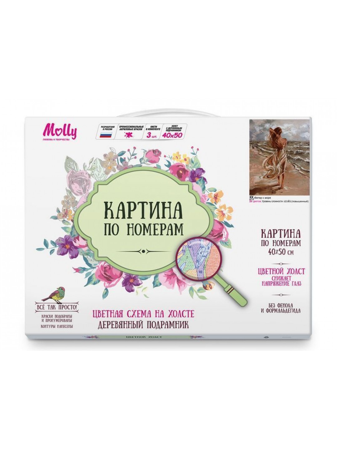 Картина по номерам с цветной схемой 40х50 ВЕТЕР С МОРЯ (28 цветов)