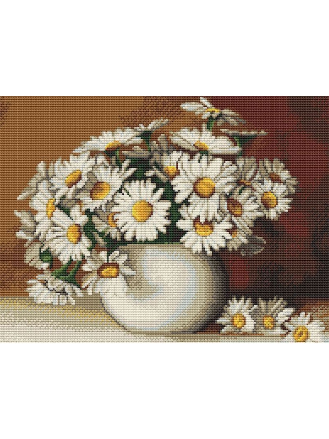 Картины мозаикой 40х50 БУЗИН. САДОВЫЕ РОМАШКИ (квадр. эл-ты) (21 цвет)