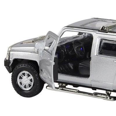 Машина "АВТОПАНОРАМА" Hummer H3, серебряный, 1/32, свет, звук, инерция, в/к 17,5*13,5*9 см