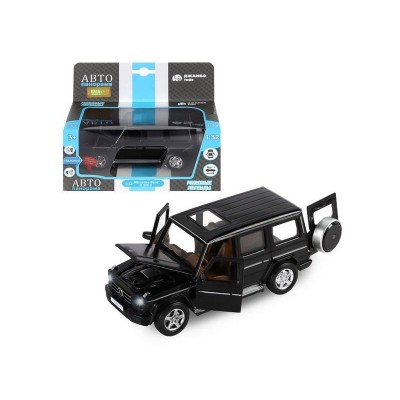 Машина "АВТОПАНОРАМА" Mercedes-Benz G350d, черный, 1/32, свет, звук, инерция, в/к 18*9*13,5 см