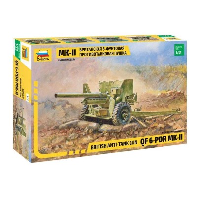 Сборная модель ZVEZDA Британская 6-ти фунтовая противотанковая пушка МК-II, 1/35