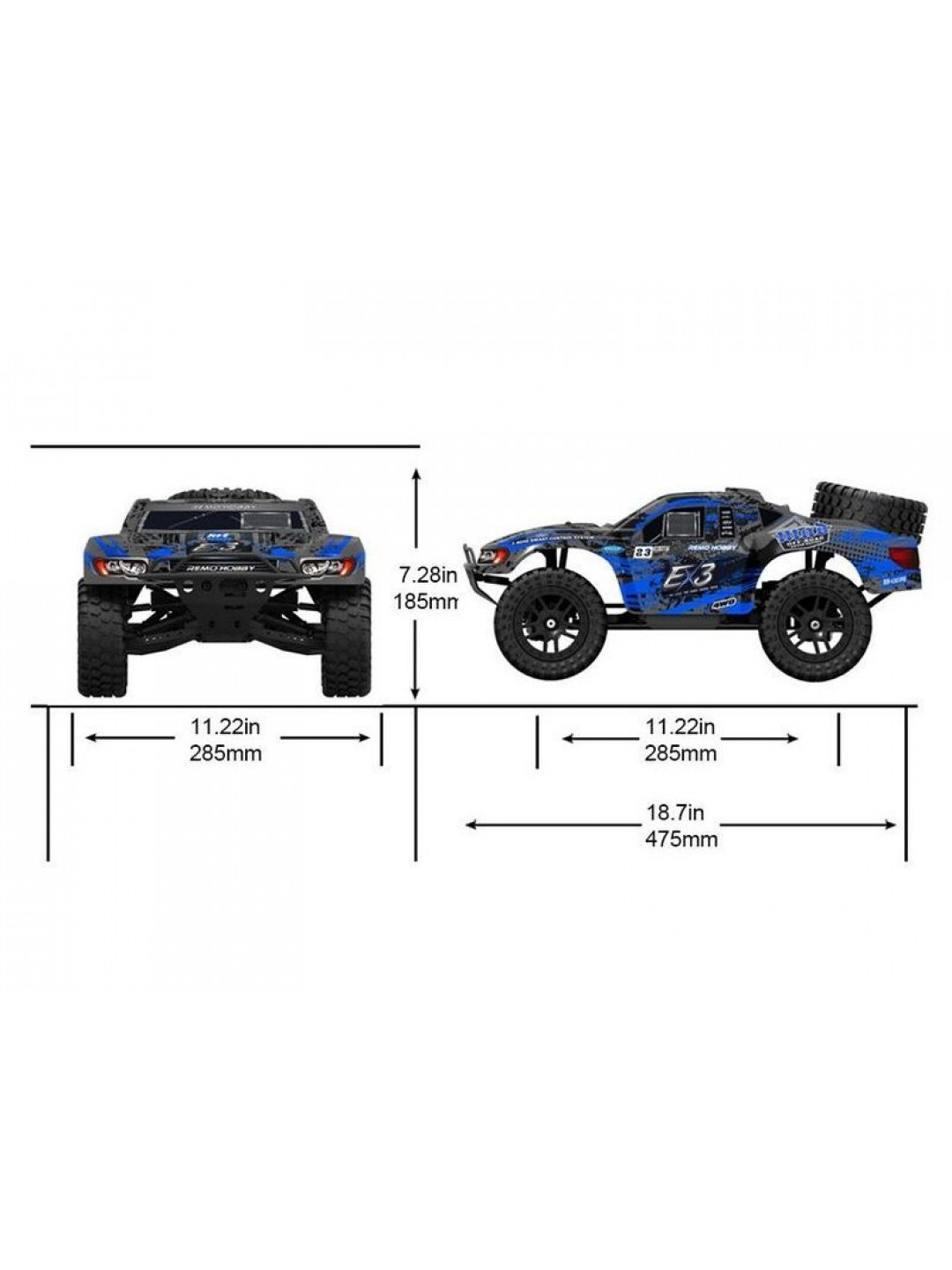 Радиоуправляемый шорт-корс Remo Hobby EX3 (красный) 4WD 2.4G 1/10 RTR