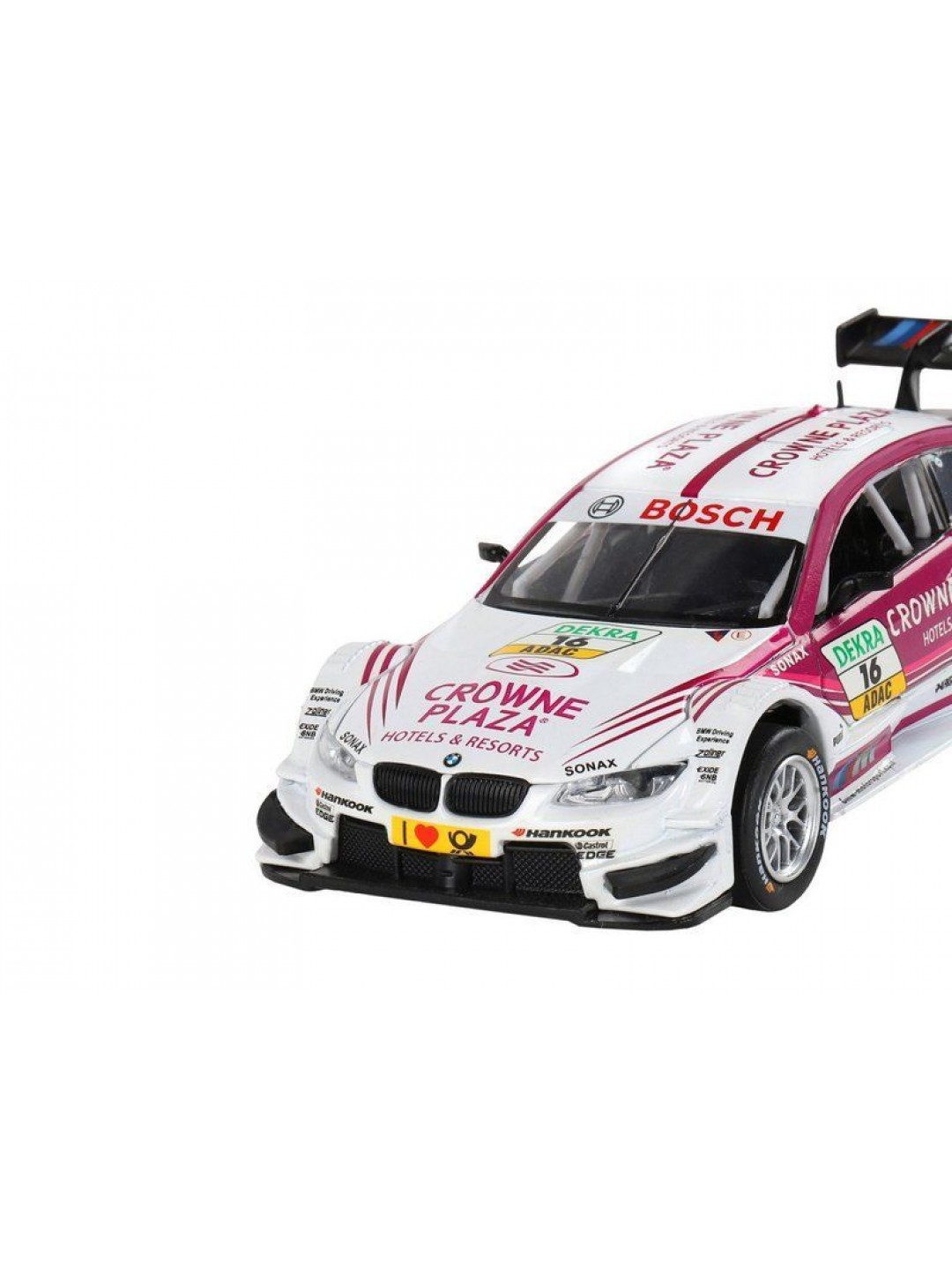 Машина "АВТОПАНОРАМА" BMW M3 DTM, белый-розовый, 1/32, свет, звук, инерция, в/к 17,5*13,5*9 см