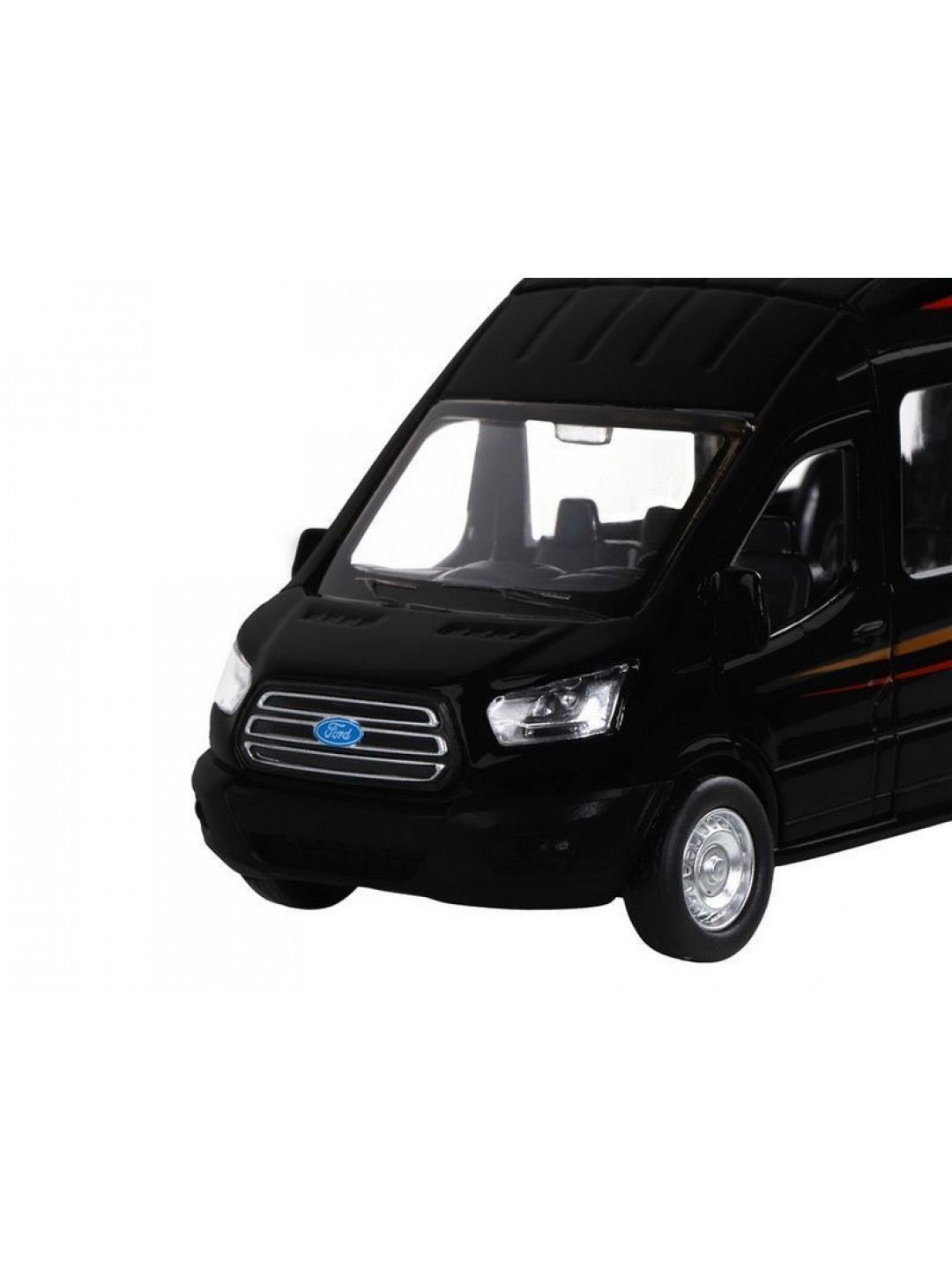 Машина "АВТОПАНОРАМА" Ford Transit, черный, 1/52, инерция, откр. двери, в/к 17,5*12,5*6,5 см