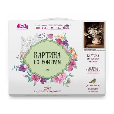 Картина по номерам 40х50 Ромашки в кувшине (25 цветов)