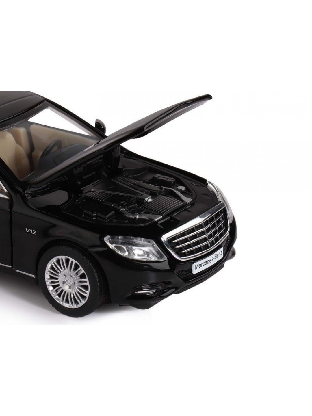 Машина "АВТОПАНОРАМА" Mercedes-Benz S600, черный, 1/32, свет, звук, инерция, в/к 17,5*13,5*9 см