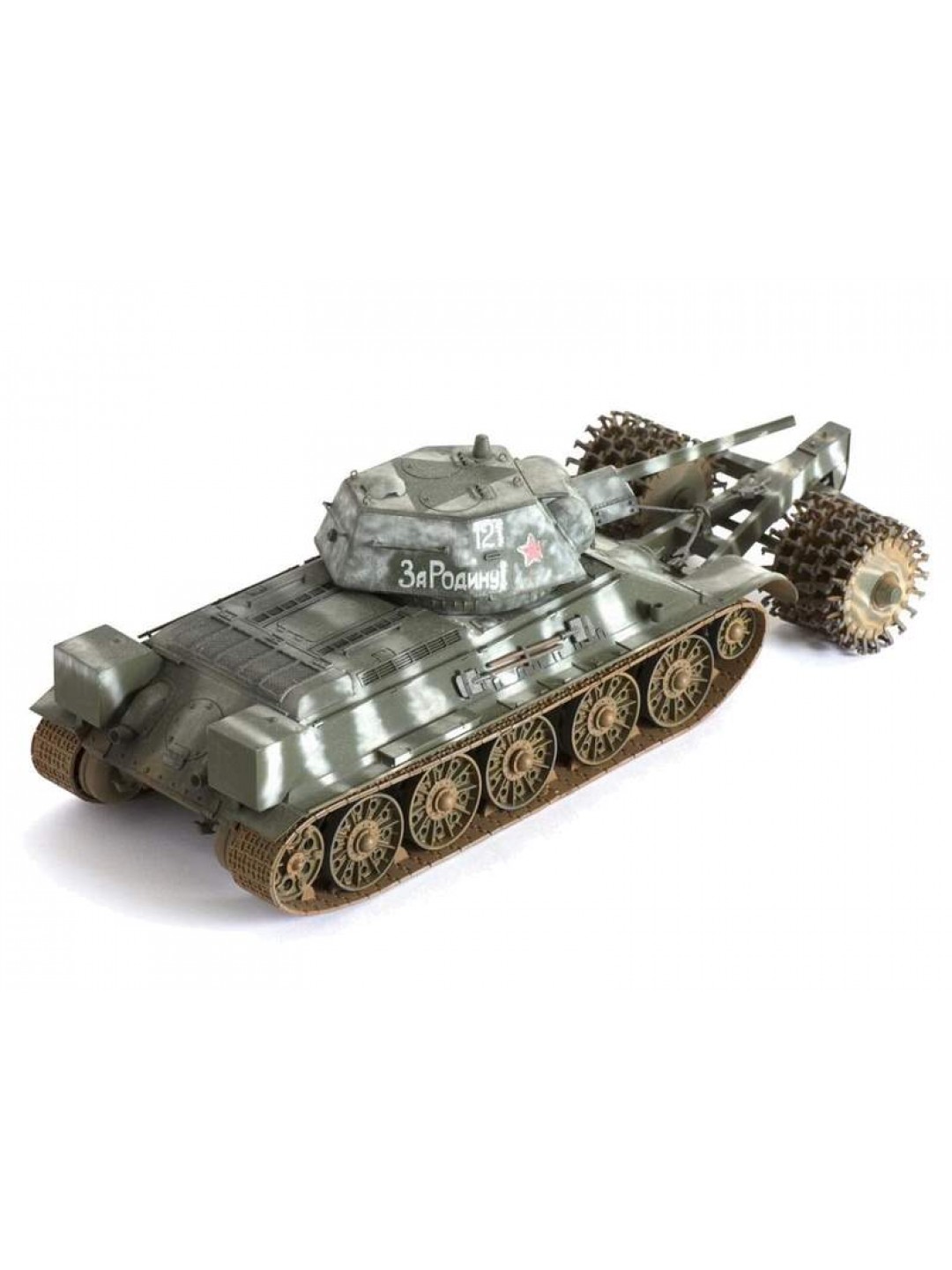 Сборная модель ZVEZDA Советский средний танк с минным тралом Т-34/76, 1/35