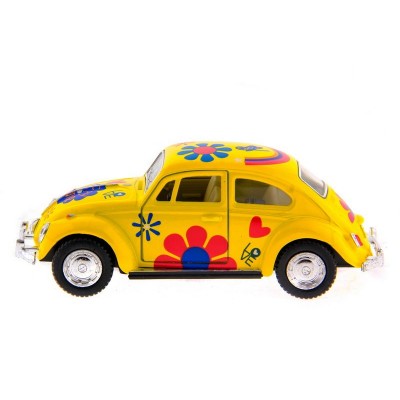 Машина Kinsmart 1967 Volkswagen Classical Beetle with printing инерция (1/12шт.) 1:32 б/к