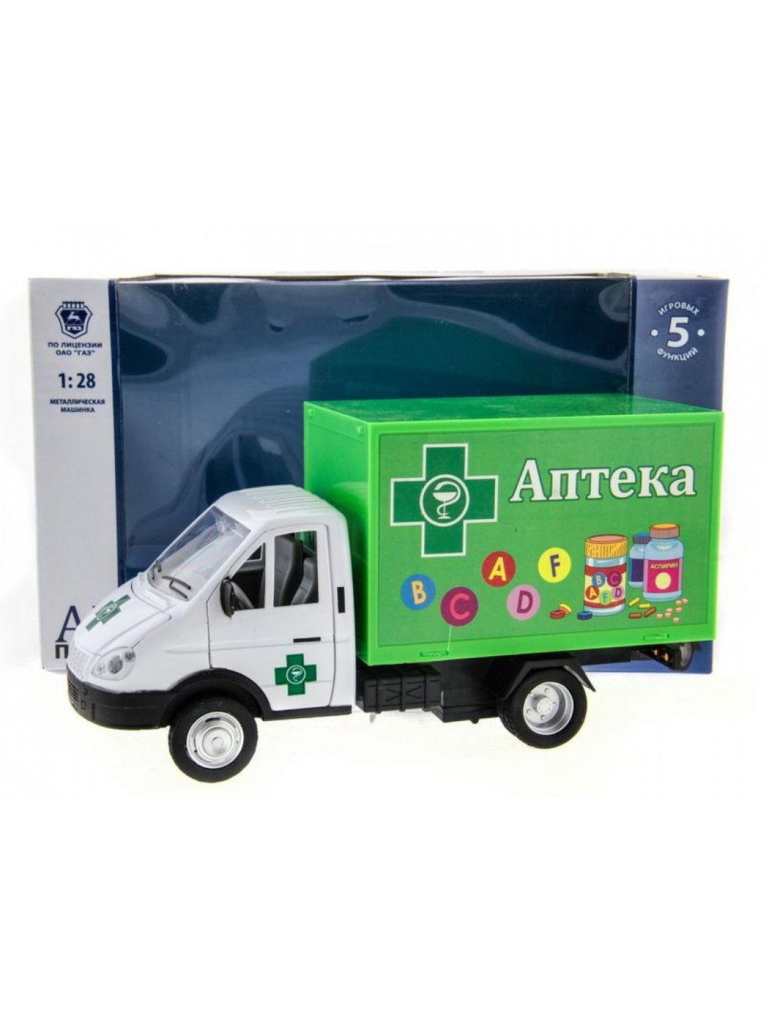 Машина "АВТОПАНОРАМА" "ГАЗель" (аптека) 1/28, в/к 24*14*12 см