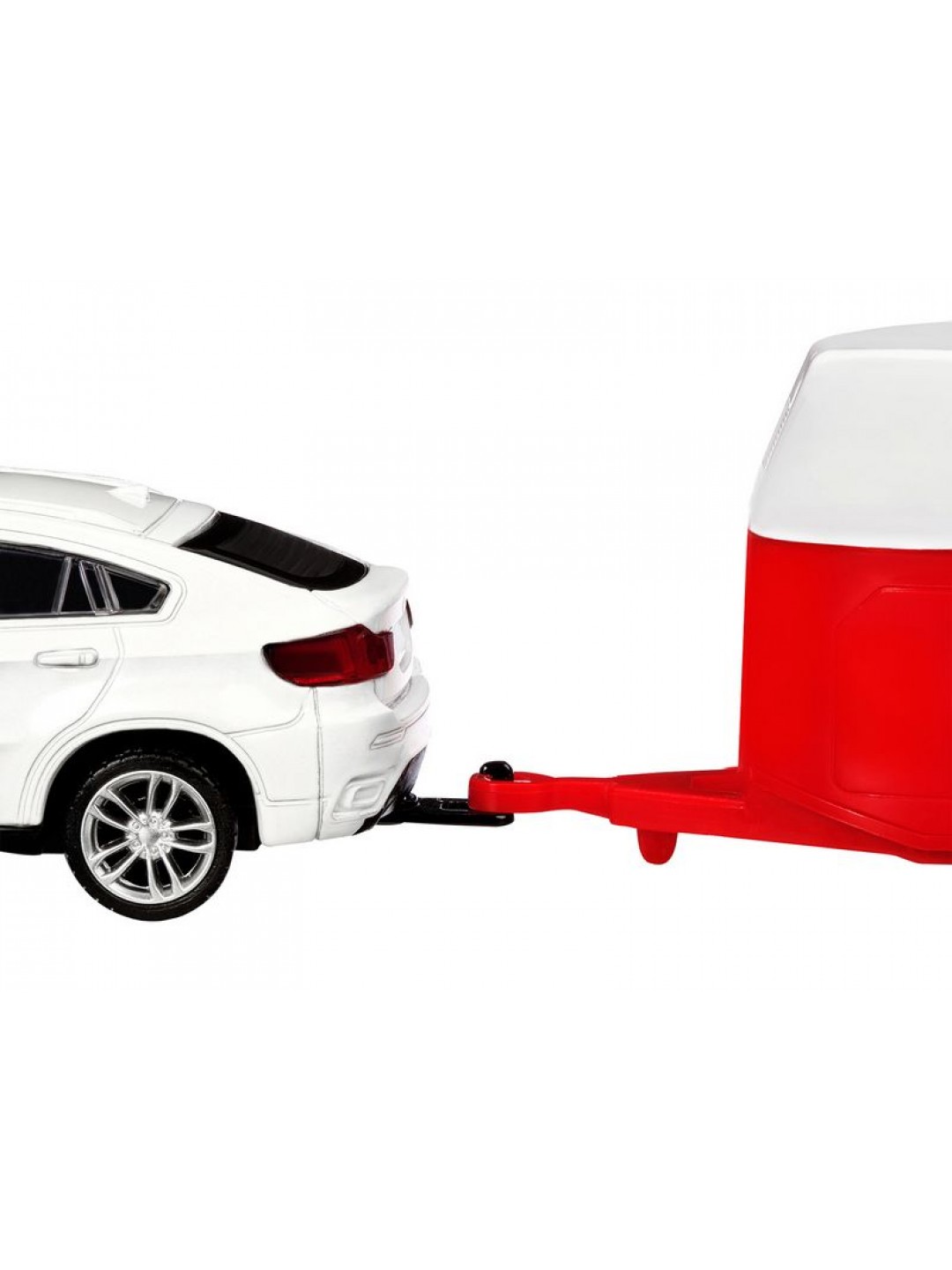 Машина "АВТОПАНОРАМА" BMW X6 c прицепом, 1/43, открываются передние двери, инерция, в/к