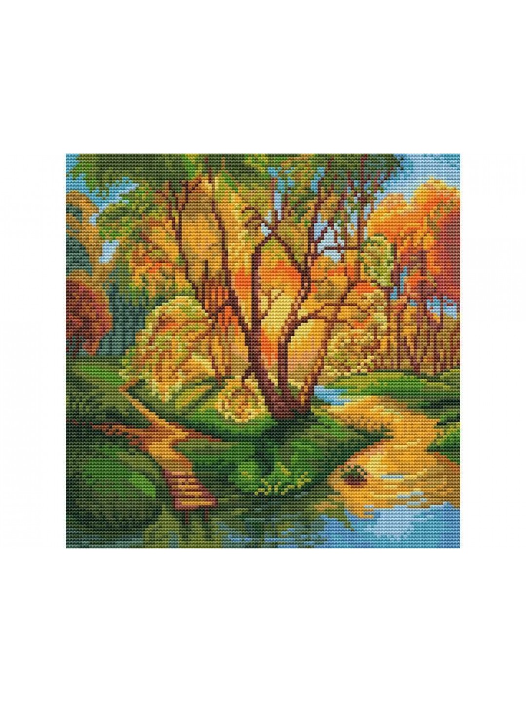 Картина мозаикой 30х30 ЗОЛОТАЯ ОСЕНЬ (квадрат) (30 цветов)
