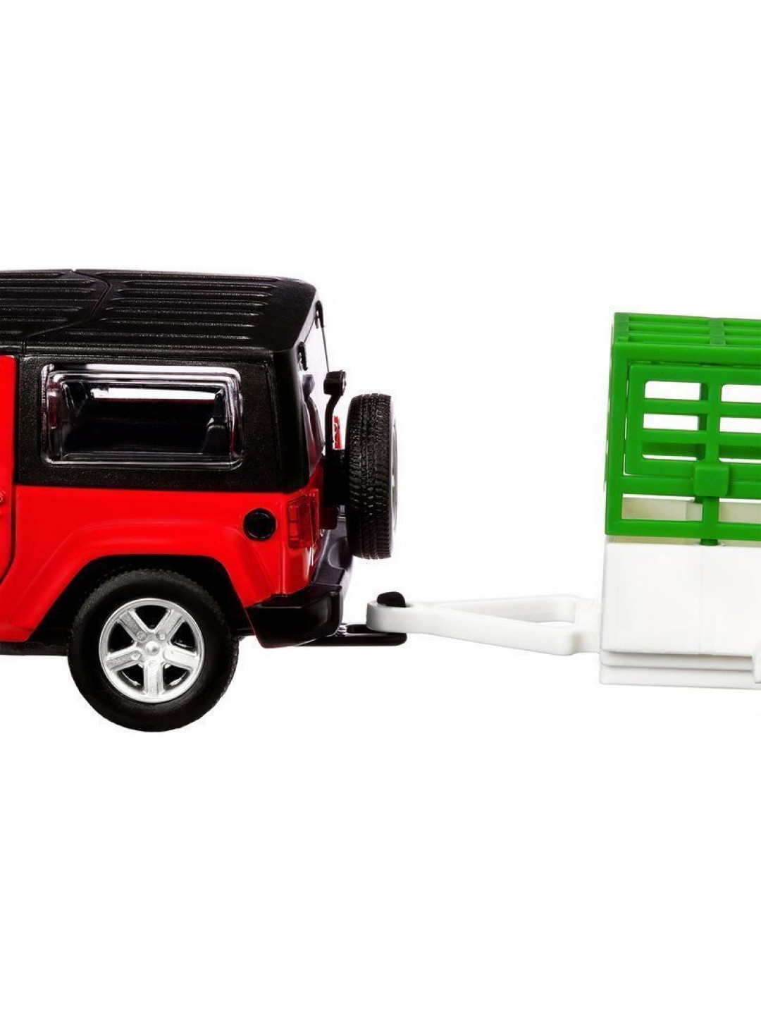Машина "АВТОПАНОРАМА" Jeep Wrangler c прицепом, 1/43, открываются передние двери, инерция, в/к