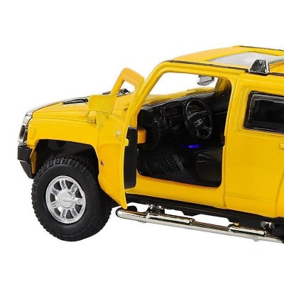 Машина "АВТОПАНОРАМА" Hummer H3, желтый, 1/32, свет, звук, инерция, в/к 17,5*13,5*9 см