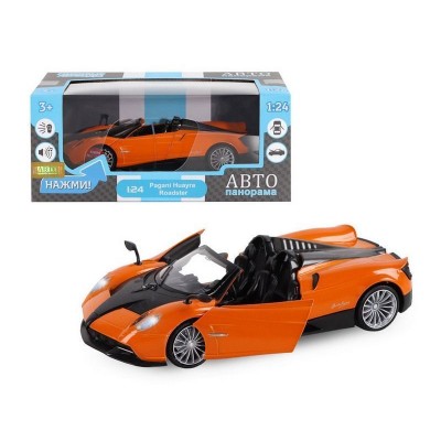Машина "АВТОПАНОРАМА" Pagani Huayra Roadster, оранжевый, 1/24, свет, звук, в/к 24,5*12,5*10,5 см