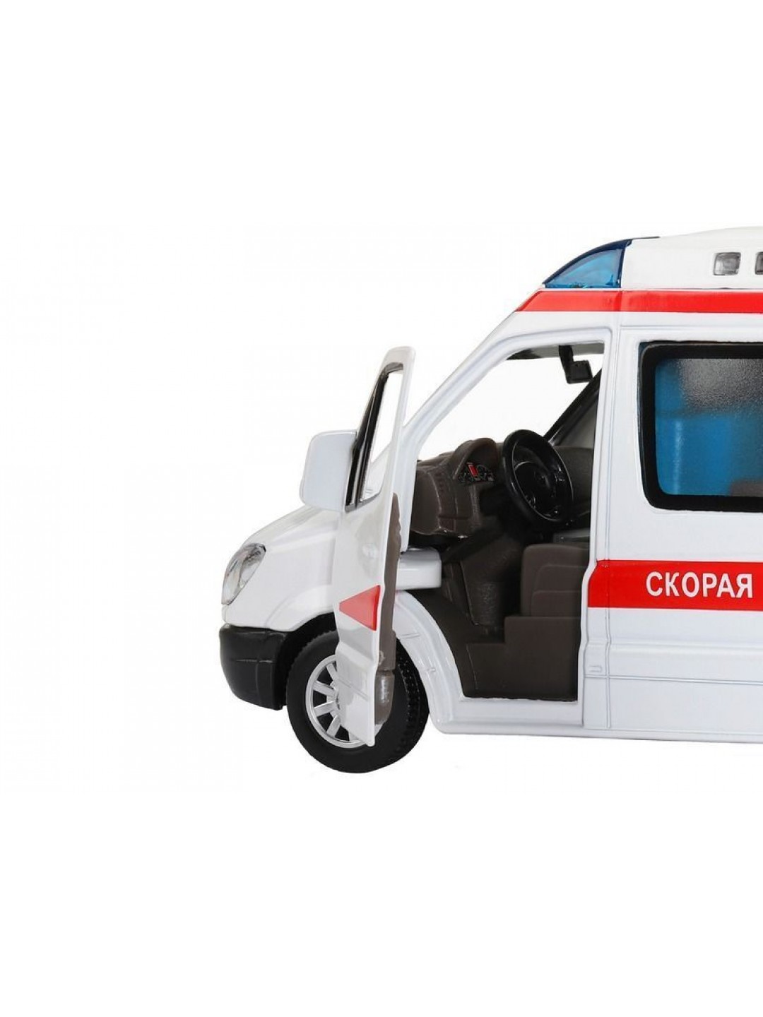 Машина "АВТОПАНОРАМА" Mercedes Sprinter "Скорая помощь", белый, 1/32, в/к 18*9*13,5 см
