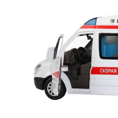 Машина "АВТОПАНОРАМА" Mercedes Sprinter "Скорая помощь", белый, 1/32, в/к 18*9*13,5 см