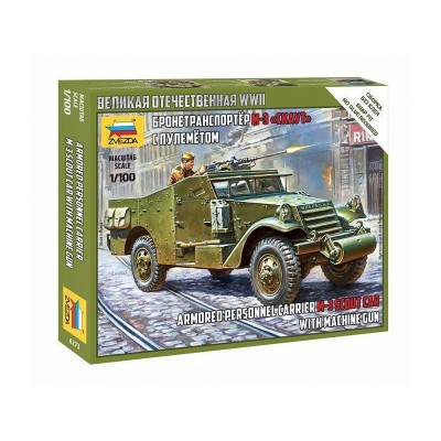 Сборная модель ZVEZDA Бронетранспортер М-3 "Скаут" с пулемётом, 1/100