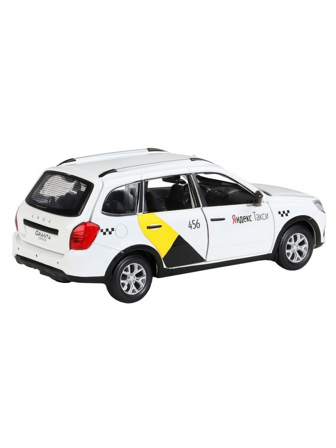 Машина "АВТОПАНОРАМА" Яндекс.Такси LADA GRANTA CROSS, белый, 1/24, свет, звук, в/к 24,5*12,5*10,5см