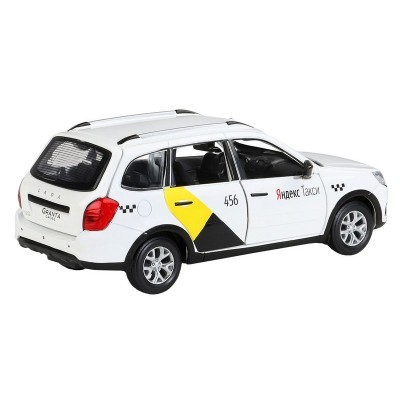 Машина "АВТОПАНОРАМА" Яндекс.Такси LADA GRANTA CROSS, белый, 1/24, свет, звук, в/к 24,5*12,5*10,5см