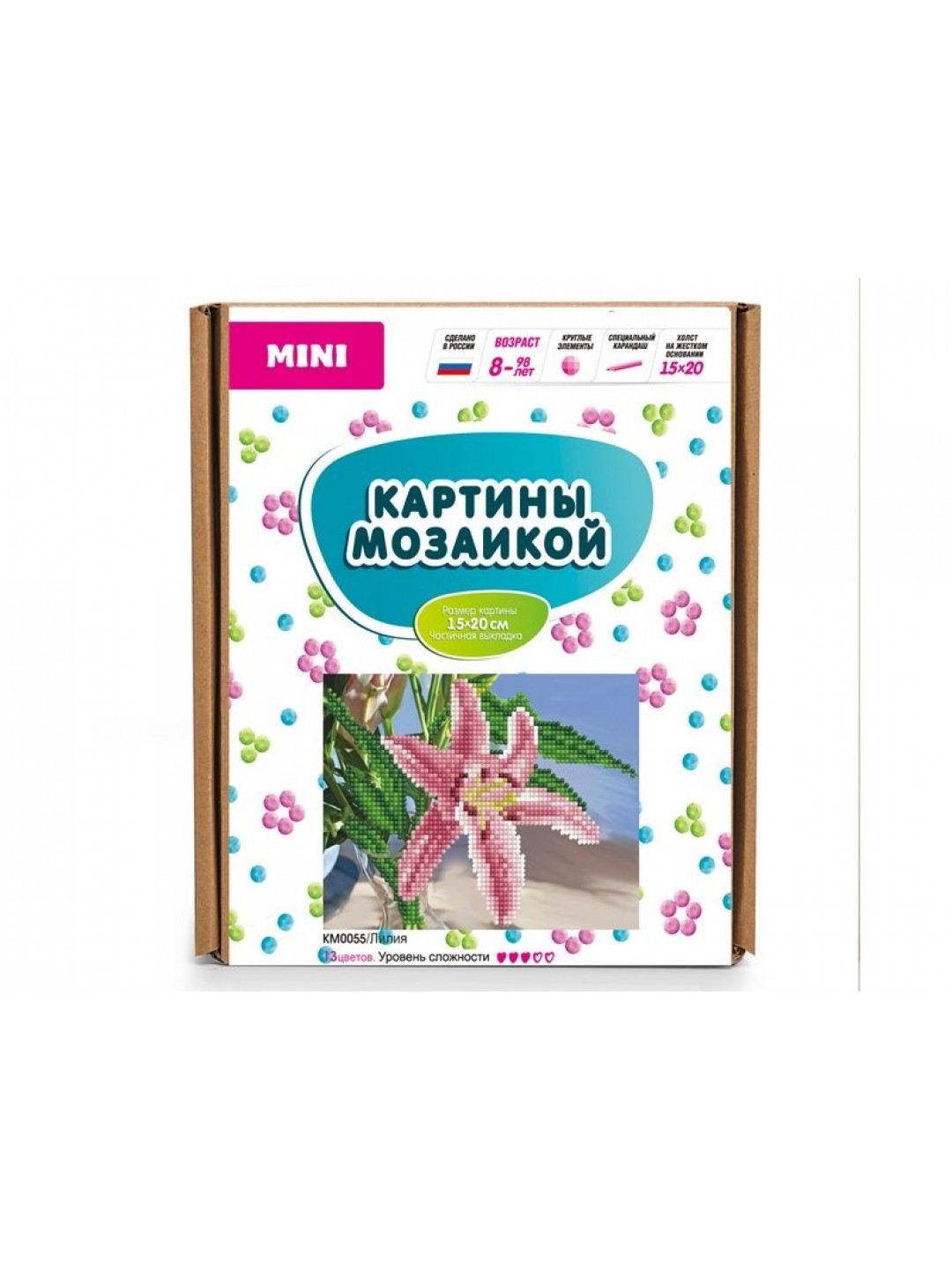 Картина-открытка мозаикой 15х20 ЛИЛИЯ (13 цветов)