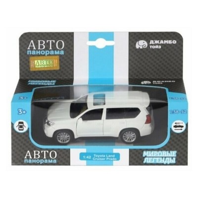 Машина "АВТОПАНОРАМА" Land Cruiser Prado, белый, 1/42, инерция, откр. двери, в/к 17,5*12,5*6,5 см