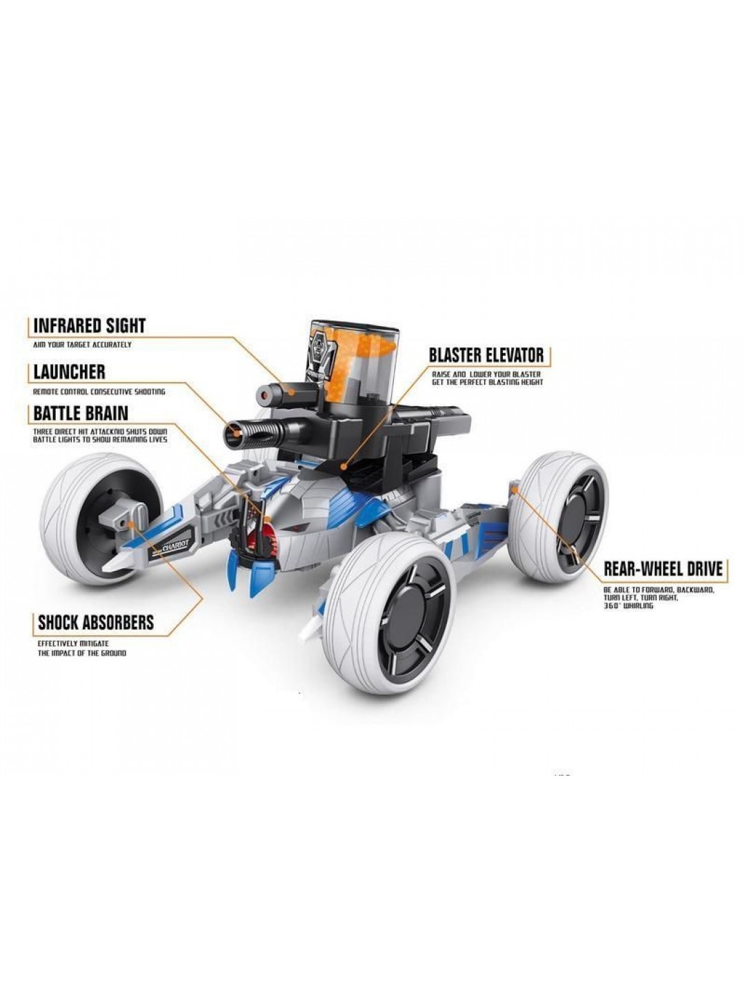Р/У боевая машина Universe Chariot, лазер, пульки, голубая, Ni-Mh и З/У, 2.4G