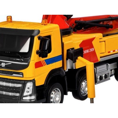 Машина "АВТОПАНОРАМА" Volvo бетононасос, желтый, 1/50, свет, звук, в/к 28*14*10 см