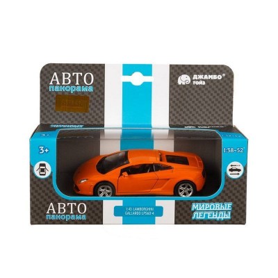 Машина "АВТОПАНОРАМА" Lamborghini Gallardo LP560-4, оранжевый, 1/43, инерция, в/к 17,5*12,5*6,5 см