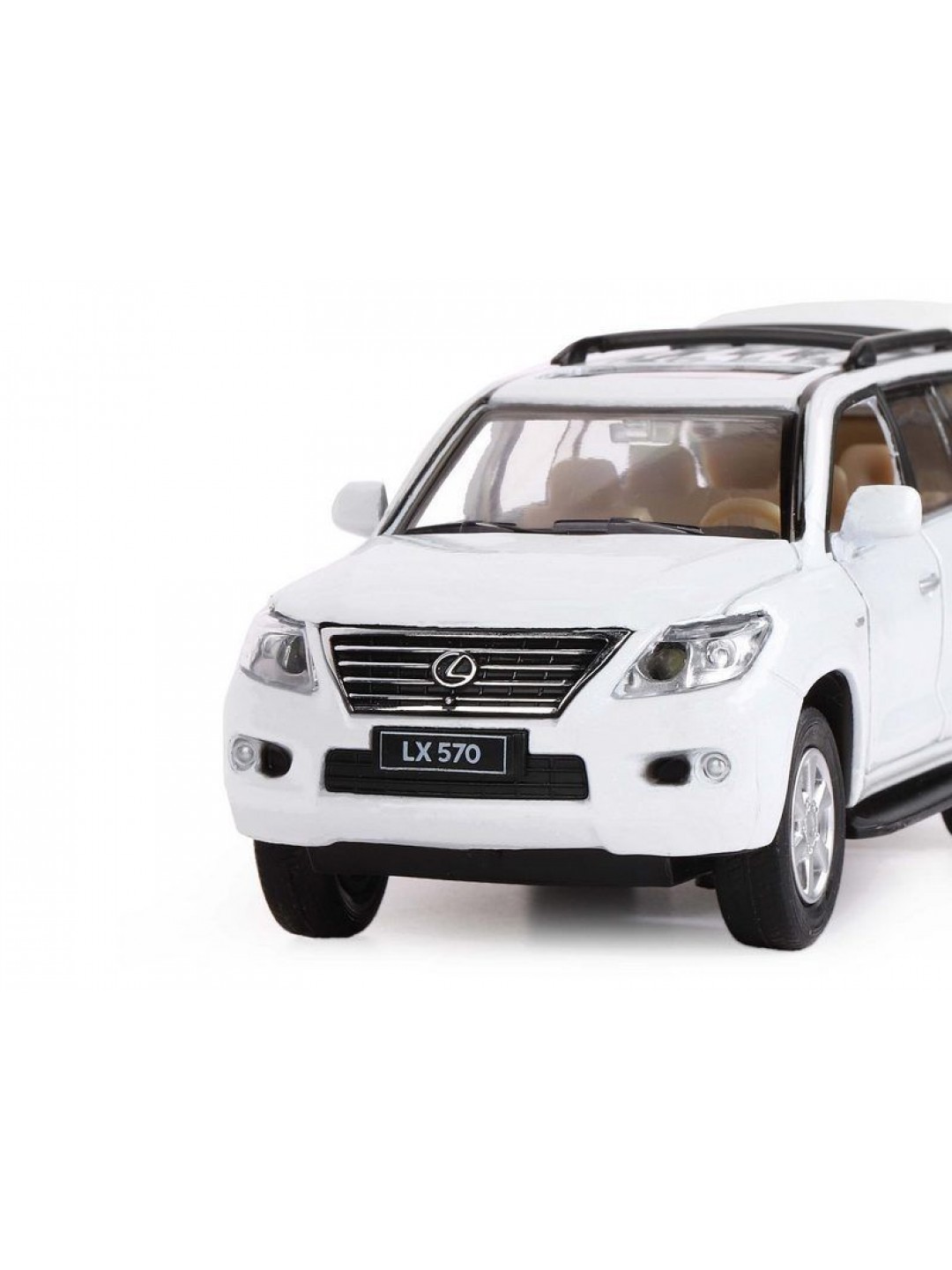 Машина "АВТОПАНОРАМА" Lexus LX570, белый, 1/32, свет, звук, инерция, в/к 17,5*13,5*9 см